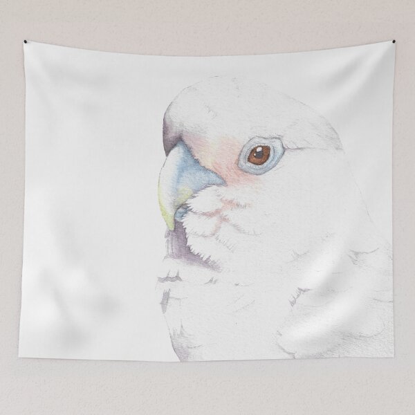 Item preview, Goffin Tanimbar corella cockatoo watercolor portrait parrot designed and sold by L'Atelier Oranjade.