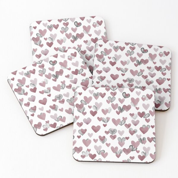 Item preview, Love Life - Cute Pink and Gray Rustic Watercolor Art Heart Pattern  designed and sold by SeasonsChange-.