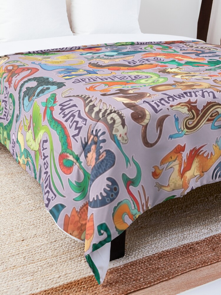 Alternate view of Mini dragon compendium in lavender  Comforter