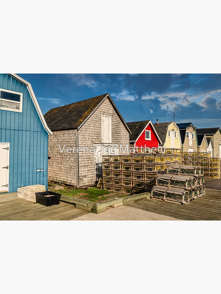"PEI Lobster Traps on the Wharf 2" Sticker for Sale by onepony Redbubble