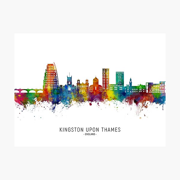 Artikelvorschau, Kingston upon Thames England Skyline entworfen und verkauft von ArtPrints.