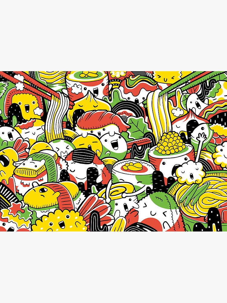 "Doodle Japanese Food Art Design" Sticker for Sale by Kawaiienfolie