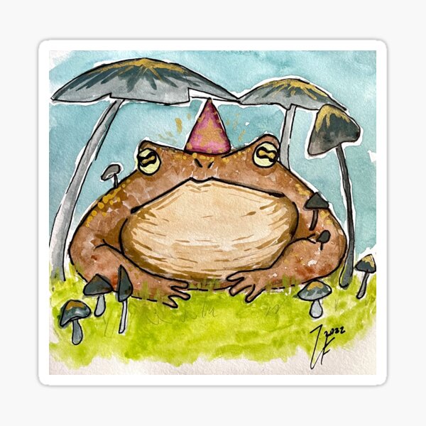Little Wizard - Toad and Mushrooms with Red Star Hat Sticker