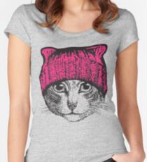 Pussyhat Protest Shirt - Women's March Pussycat Pink Hat Shirt Women's Fitted Scoop T-Shirt
