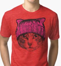 Pussyhat Protest Shirt - Women's March Pussycat Pink Hat Shirt Tri-blend T-Shirt