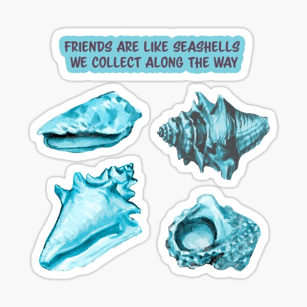 Friends are like seashells we collect along the way, Blue Shells, Seashells sticker Sticker