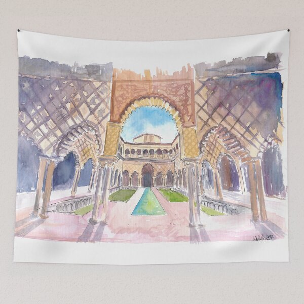Item preview, Scene of Patio de las Doncellas of Alcazar in Seville Andalucia designed and sold by artshop77.