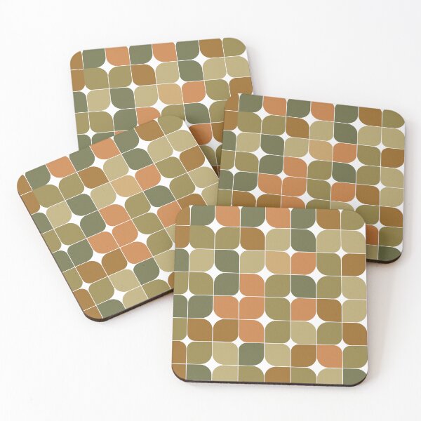 Item preview,  Abstract retro mid century modern   geometric  pattern in brown , beige, and coral  designed and sold by Yasminepatterns .