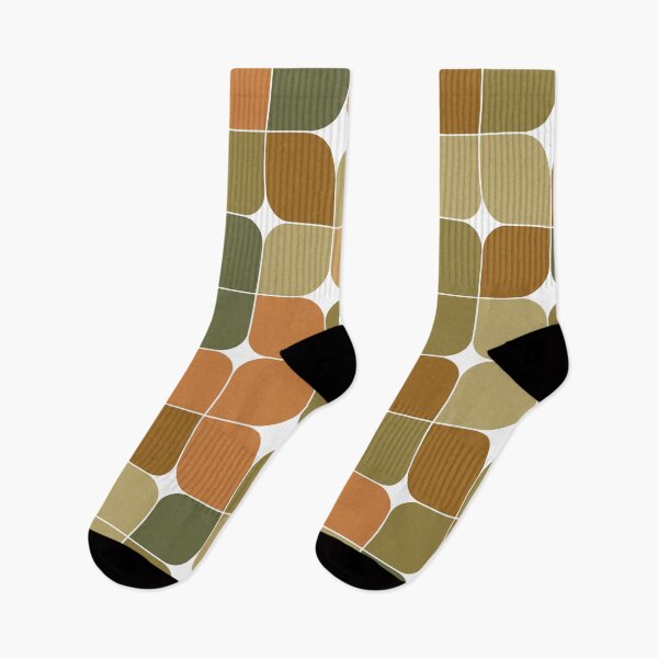 Item preview,  Abstract retro mid century modern   geometric  pattern in brown , beige, and coral  designed and sold by Yasminepatterns .