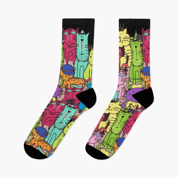 Item preview, Women's Men Cat Lovers Novelty Fashion Casual Crew Socks designed and sold by NOorYES.