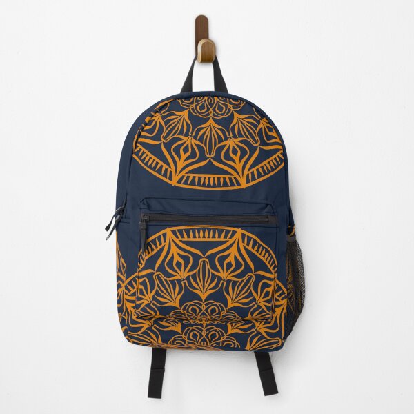 Item preview, Mustard Yellow Mandala on a Navy Blue Background designed and sold by thesnowwhyte.