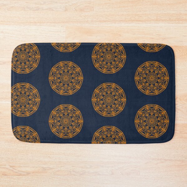 Item preview, Mustard Yellow Mandala on a Navy Blue Background  designed and sold by thesnowwhyte.