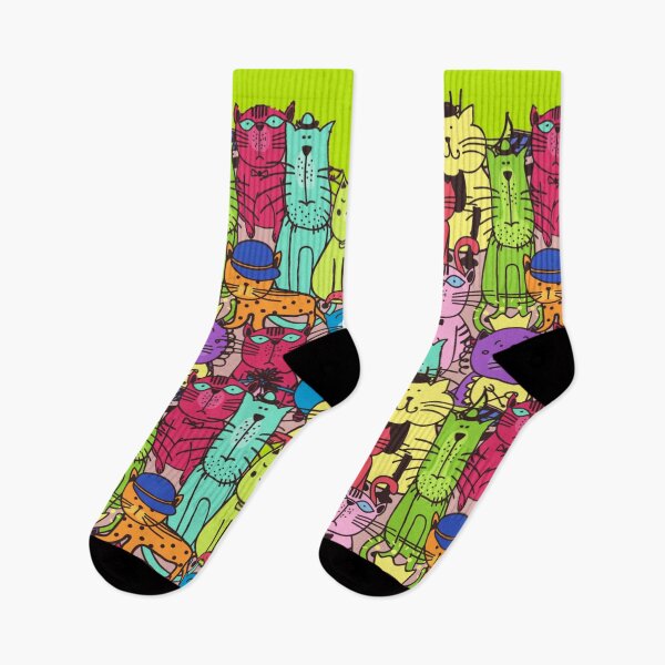 Item preview, Women's Men Cat Lovers Novelty Fashion Casual Crew Socks designed and sold by NOorYES.