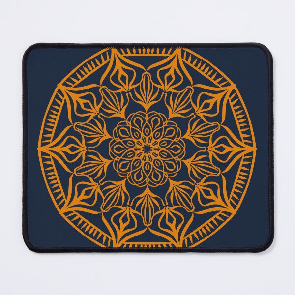 Item preview, Mustard Yellow Mandala on a Navy Blue Background designed and sold by thesnowwhyte.