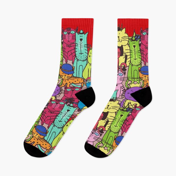 Item preview, Women's Men Cat Lovers Novelty Fashion Casual Crew Socks designed and sold by NOorYES.