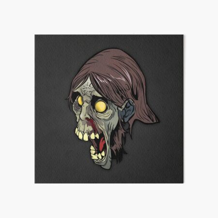 Green Zombie Head Art Board Print