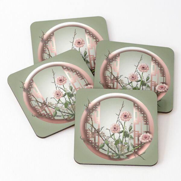 Item preview, Pretty peach watercolor ikebana flowers designed and sold by CuisineCat.