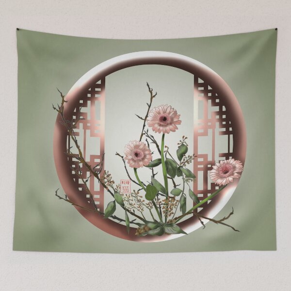 Item preview, Pretty peach watercolor ikebana flowers designed and sold by CuisineCat.