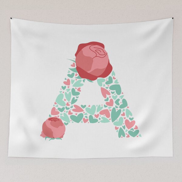 Item preview, Letter A Monogram with Hearts and Flowers designed and sold by boozkova-vorona.