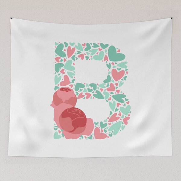 Item preview, Letter B Monogram with Hearts and Flowers designed and sold by boozkova-vorona.