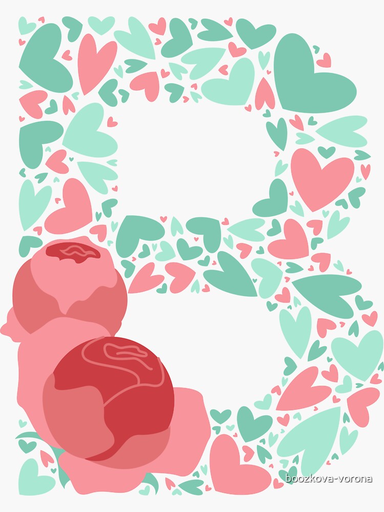 "Letter B Monogram With Hearts And Flowers" Sticker For Sale By ...