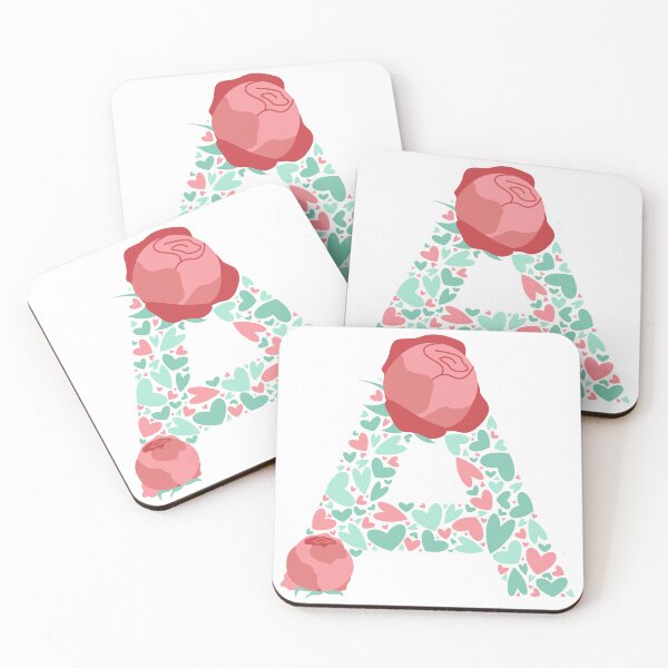 Item preview, Letter A Monogram with Hearts and Flowers designed and sold by boozkova-vorona.