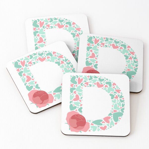 Item preview, Monograma de la letra D con corazones y flores designed and sold by boozkova-vorona.