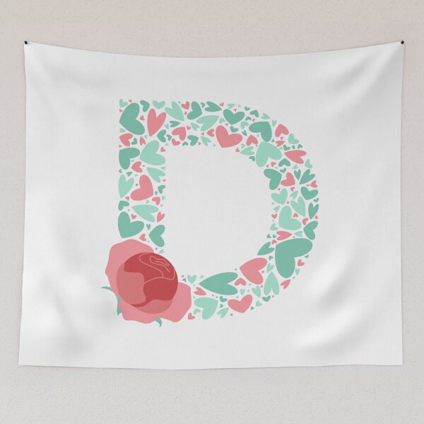 Item preview, Letter D Monogram with Hearts and Flowers designed and sold by boozkova-vorona.