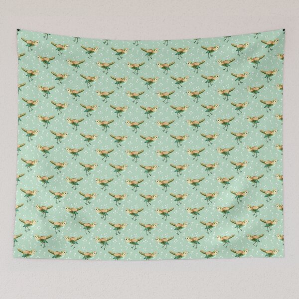 Item preview, Chestnut Songbird Floral on Sage Green designed and sold by ThistleandFox.