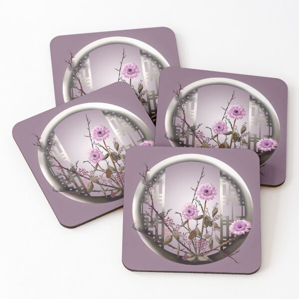 Item preview, Pretty pink watercolor ikebana chrysanthemums designed and sold by CuisineCat.