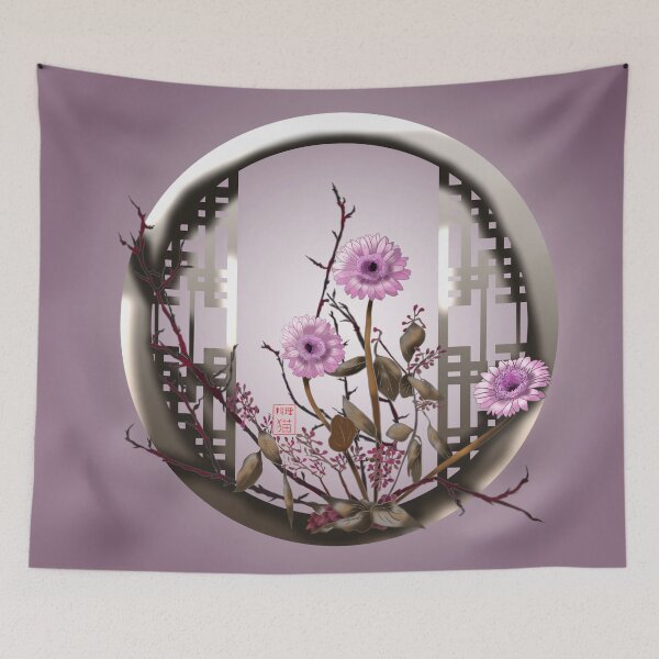 Item preview, Pretty pink watercolor ikebana chrysanthemums designed and sold by CuisineCat.