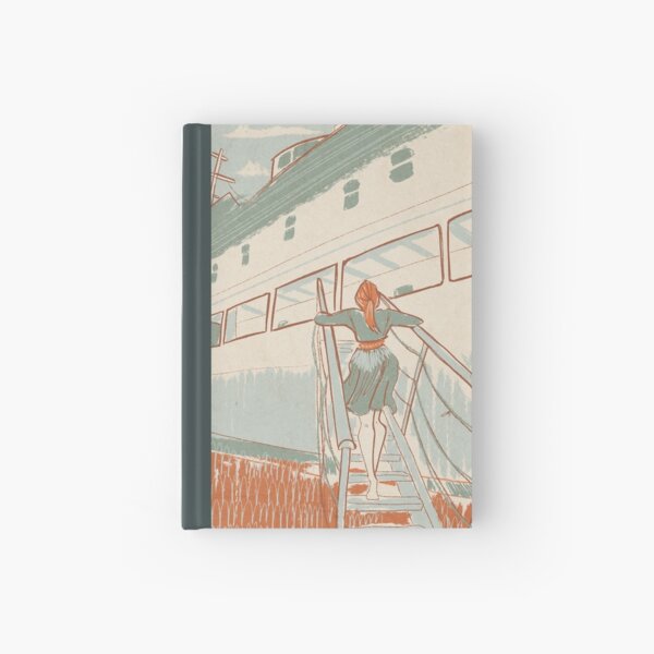 Girl Walking Up The Stairs Into A Boat Hardcover Journal