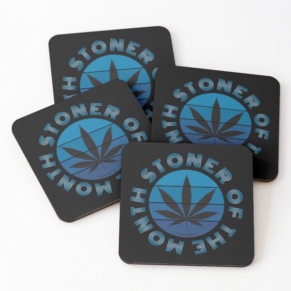 Item preview, Retro Vintage Sunset Blue Pot leaf-Stoner of the month designed and sold by YomeHayin.