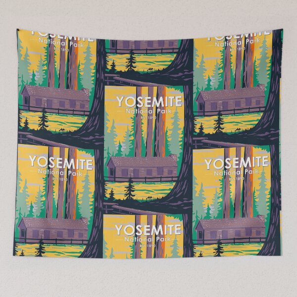 Item preview, Yosemite National Park Mariposa Grove Cabin California Vintage designed and sold by KrisSidDesigns.