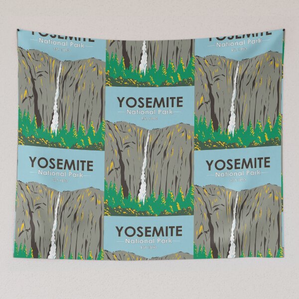 Item preview, Yosemite National Park Ribbon Falls California Vintage designed and sold by KrisSidDesigns.