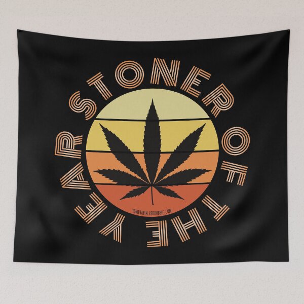 Item preview, Retro Vintage Sunset Orange Pot leaf-Stoner of the year designed and sold by YomeHayin.