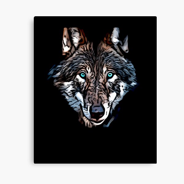 "Black wolf with blue eyes, illustration black wolf with blue eyes on