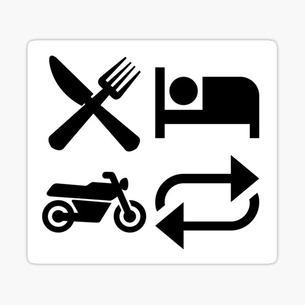Eat, Sleep, Ride, Repeat (Black Text) Sticker