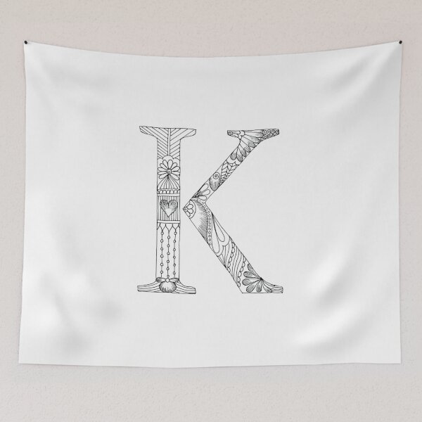 Item preview, Henna Alphabet K / Henna Letter K - Black Henna Line Art designed and sold by Mrs-PenLine.