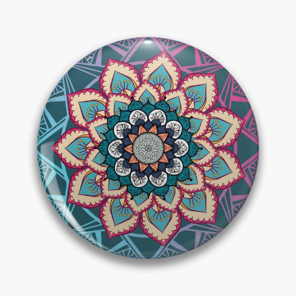 Item preview, Floral Lotus Mandala | Nature | Mandala Pattern | Blue, Pink, Turquoise designed and sold by MiaDelelai.