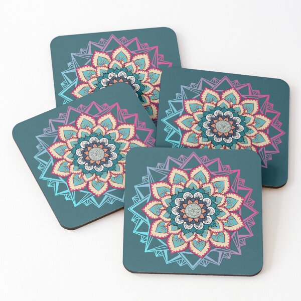 Item preview, Floral Lotus Mandala | Nature | Mandala Pattern | Blue, Pink, Turquoise designed and sold by MiaDelelai.