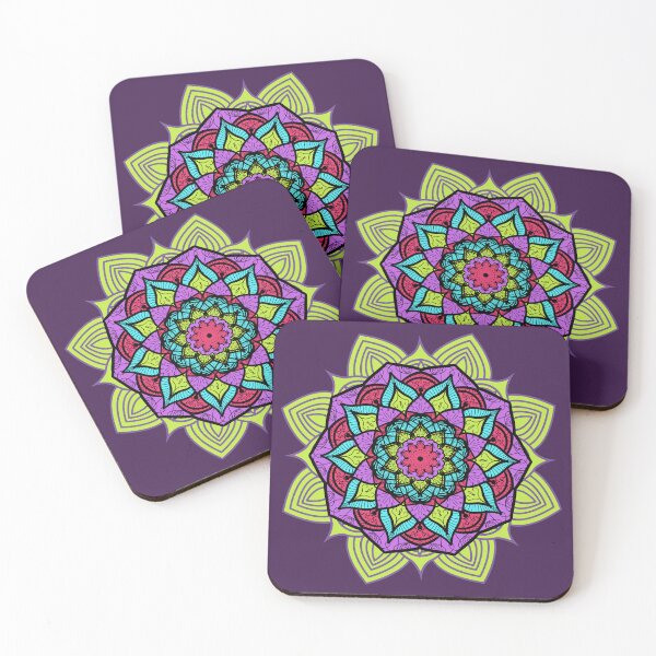 Item preview, Neon Lotus Mandala | Nature | Mandala Pattern | Lime, Pink, Purple Vibrant Mandala designed and sold by MiaDelelai.