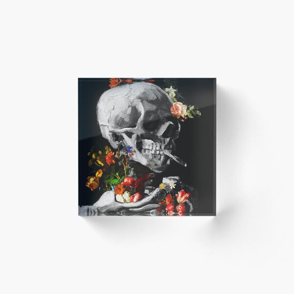 Artikelvorschau, Vincent Van Gogh Blumenschädel eines Skeletts mit brennender Zigarette entworfen und verkauft von ind3finite.