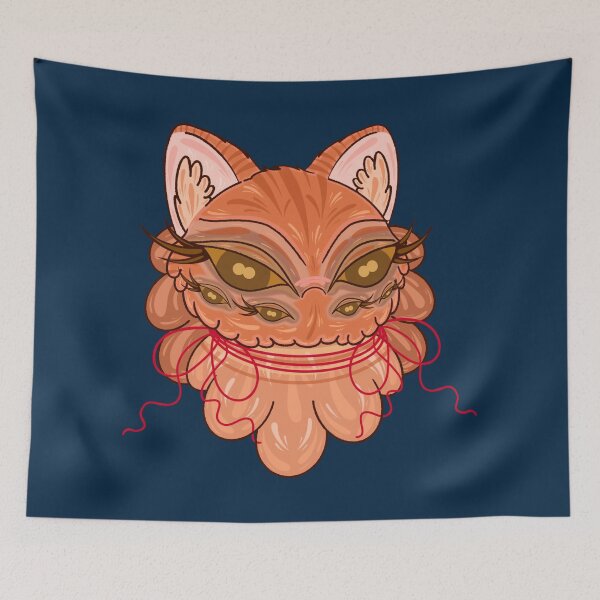 Item preview, eldritch red-and-cream persian cat adorned with red string designed and sold by tentaclemade.