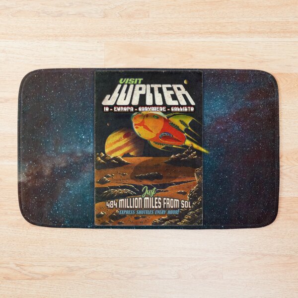 Item preview, VISIT JUPITER - Io, Europa, Ganymede, Calisto - JUST 484 MILLION MILES FROM SOL - Sci-fi Solar System Retro Travel Poster designed and sold by RetroTeeStudio.