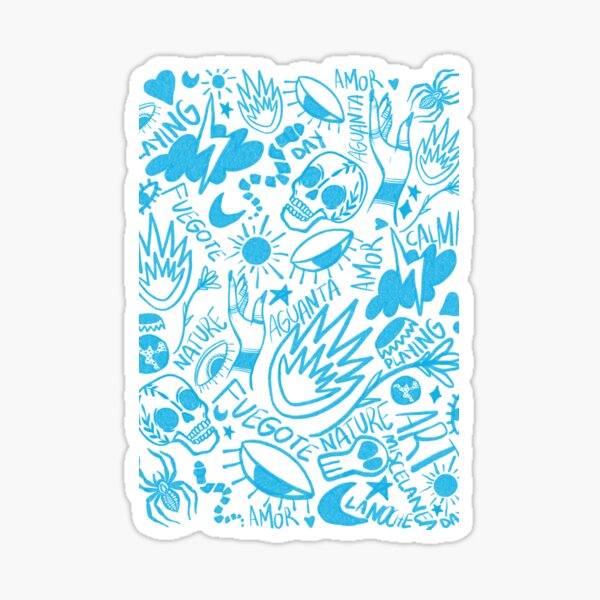 Estampado fuego, calavera, rayo, ojo Pegatina