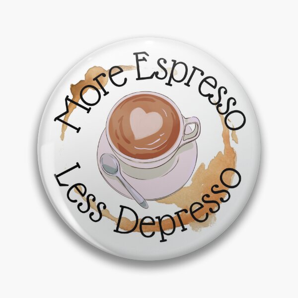 Artikelvorschau, Mehr Espresso Weniger Depresso Herz in Kaffee und Kaffeefleck entworfen und verkauft von Cora Gregory.
