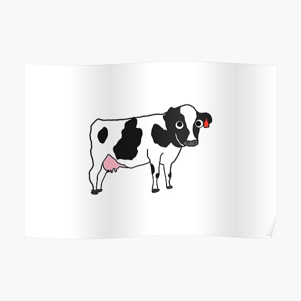 Funny Cow Drawing Poster