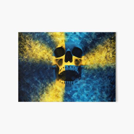 Swedish flag skull Art Board Print