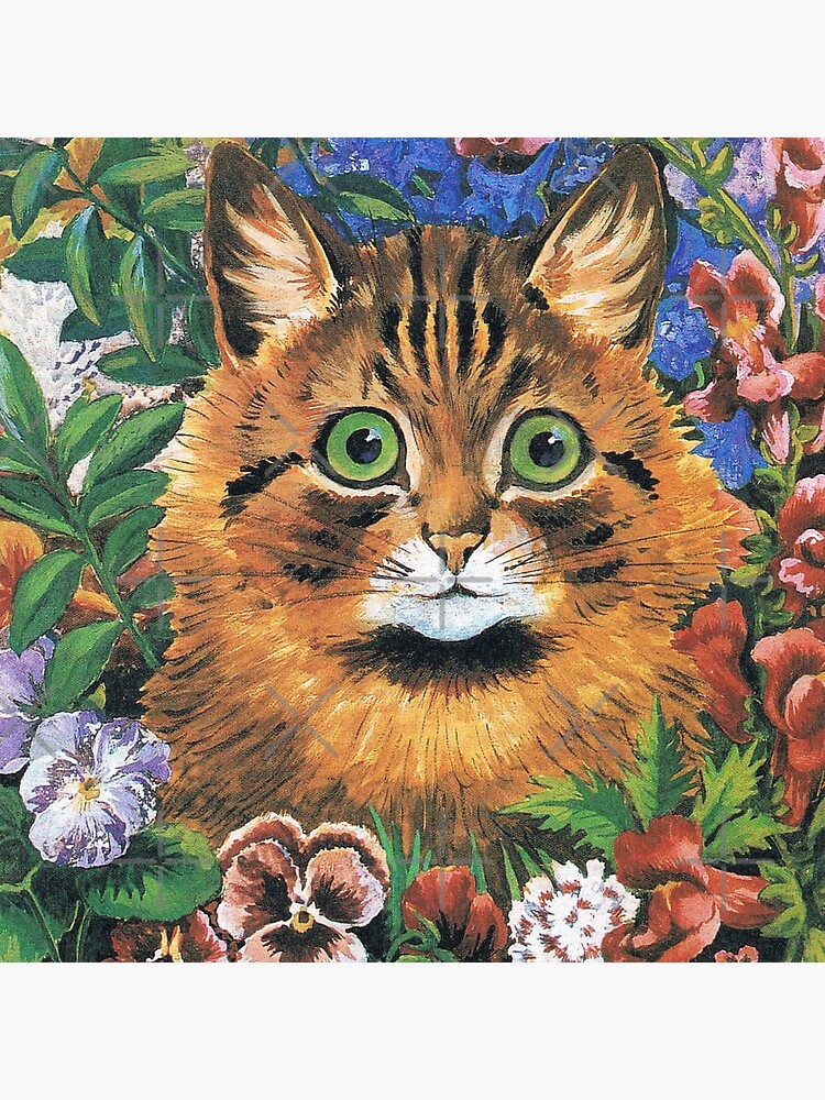 FLOWERED CAT : Vintage Psychedelic Abstract Louis Wain Print | Art Board  Print